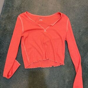 American Eagle Outfitters Coral Long Sleeve Tee